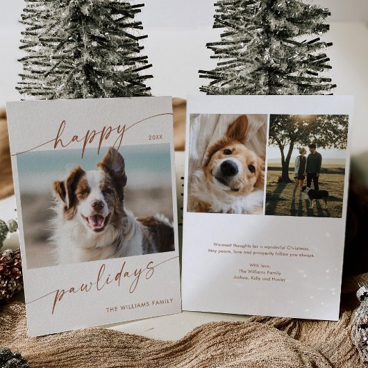 Boho Modern Pet Photo Christmas Holiday Kaart