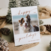 Boho Modern Pet Photo Christmas Holiday Kaart
