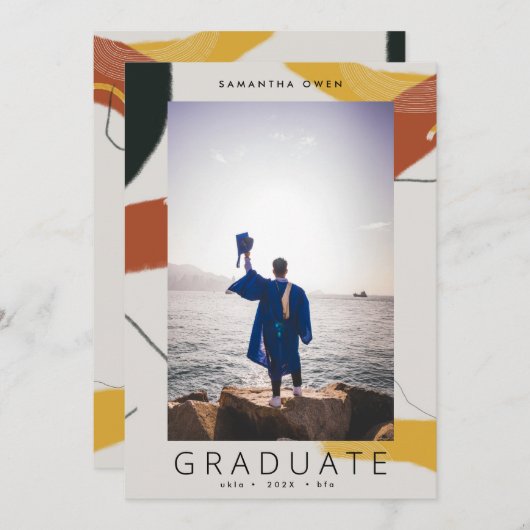 Boho Modern Photo School Afstudeerder Aankondiging (Voorkant / Achterkant)