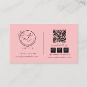 Boho Modern Pink QR Code Social Media Logo Visitekaartje (Achterkant)