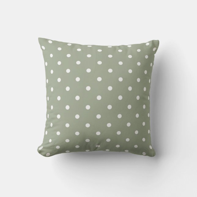 Boho Modern Polka Dot Neutral Earthy Sage Green Kussen (Voorkant)