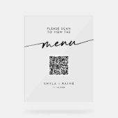Boho Modern QR Code Clear Acryl Trouwmenu Bord (Voorkant)