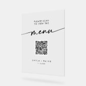 Boho Modern QR Code Clear Acryl Trouwmenu Bord (Hoek)