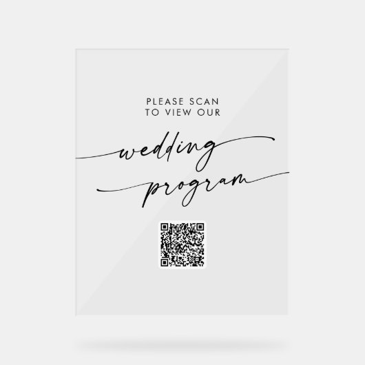 Boho Modern QR-code Transparant Acryl Trouwprogram Acryl Bord (Voorkant)