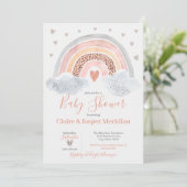 Boho Modern Rainbow Baby shower Uitnodiging (Staand voorkant)