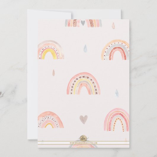 Boho Modern Rainbow Baby shower Uitnodiging (Achterkant)