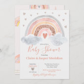 Boho Modern Rainbow Baby shower Uitnodiging (Voorkant / Achterkant)