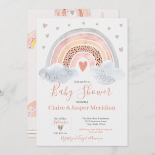 Boho Modern Rainbow Baby shower Uitnodiging