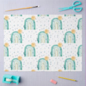 Boho Modern Rainbow Blauwgroen Blue Sun Moon Stars Tissuepapier (Craft)