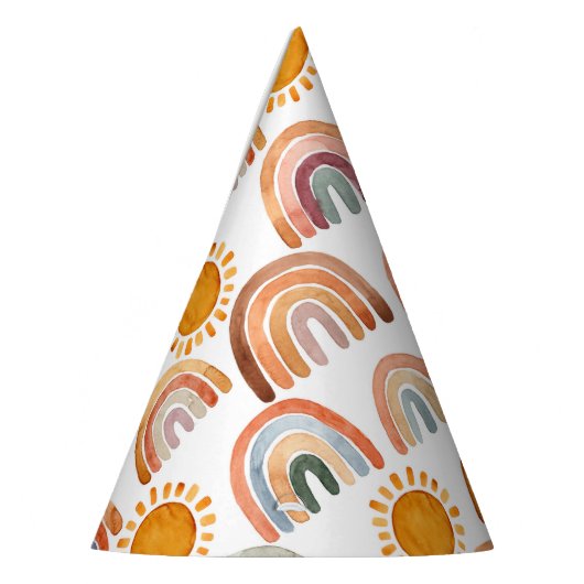 Boho Modern Rainbow en Sun Feesthoedjes (Links)