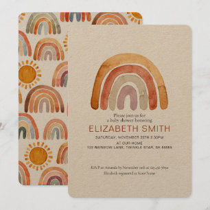 Boho Modern Rainbow Girl Baby Shower Kaart