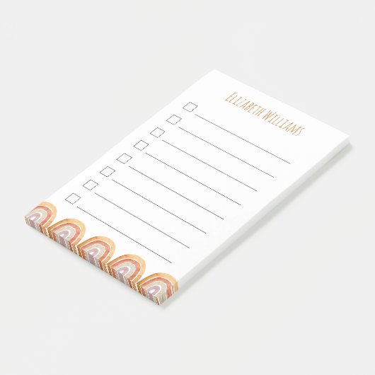 Boho Modern Rainbow Personalized Girl School   Post-it® Notes (Schuin)
