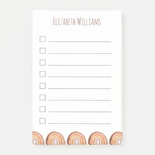 Boho Modern Rainbow Persoonlijke naam School   Post-it® Notes (Voorkant)