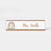 Boho Modern Rainbow Teacher Apple Bureau Naambordje (Voorkant)