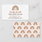 Boho Modern Rainbow Teacher Apple Visitekaartje (Voorkant / Achterkant)