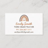 Boho Modern Rainbow Teacher Apple Visitekaartje (Voorkant)