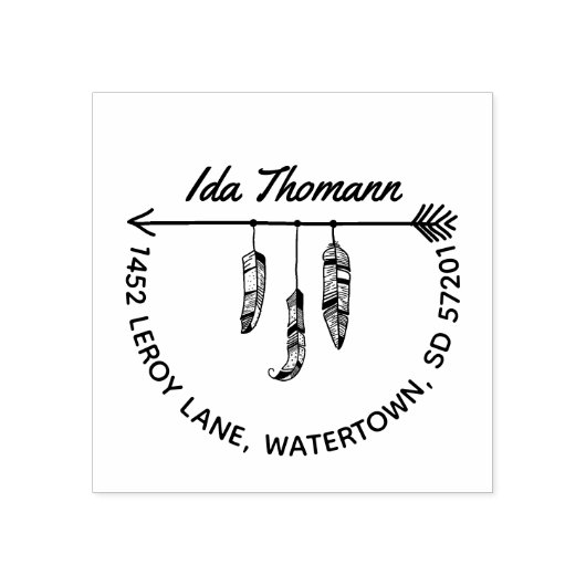 Boho & Modern | Retouradres Arrow Feathers Rubberstempel (Afrduk)