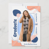 Boho Modern Retro Foto Afstuderen Uitnodiging (Voorkant)