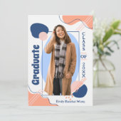 Boho Modern Retro Foto Afstuderen Uitnodiging (Staand voorkant)