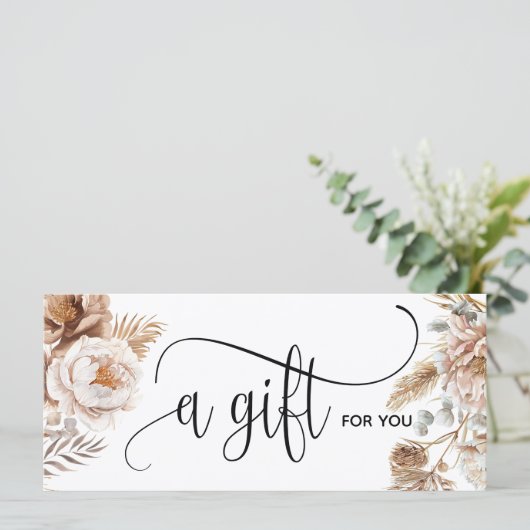 Boho Modern Roze Bloemen Certificaat Cadeau Kaart (Staand voorkant)