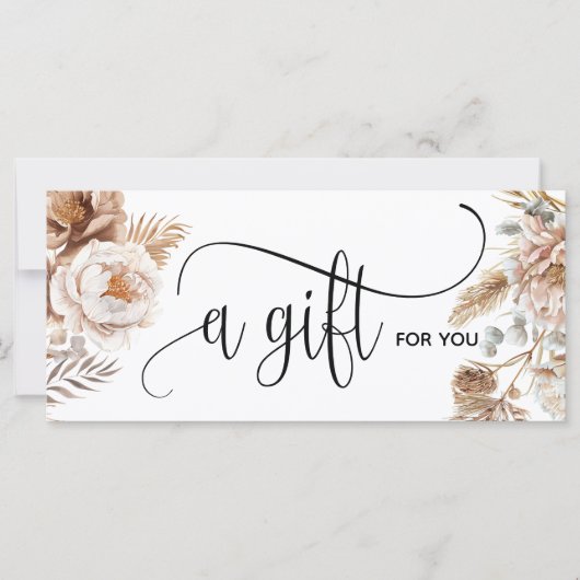 Boho Modern Roze Bloemen Certificaat Cadeau Kaart (Voorkant)