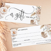 Boho Modern Roze Bloemen Certificaat Cadeau Kaart