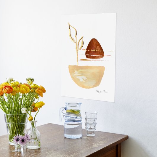 Boho Modern Rust Gold Organic laat Waterverf Folie Afdrukken (Laag (Keuken))