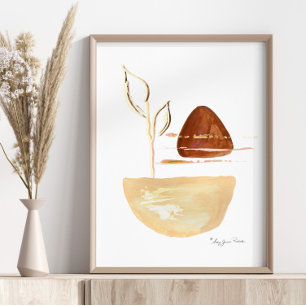 Boho Modern Rust Gold Organic laat Waterverf Folie Afdrukken