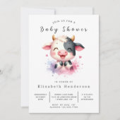 Boho Modern Rustieke Koe Baby shower Kaart (Voorkant)