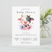 Boho Modern Rustieke Koe Baby shower Kaart (Staand voorkant)