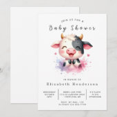 Boho Modern Rustieke Koe Baby shower Kaart (Voorkant / Achterkant)