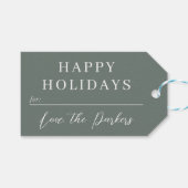 Boho Modern Sage Green Christmas Family Cadeaulabel (Voorkant (Horizontaal))