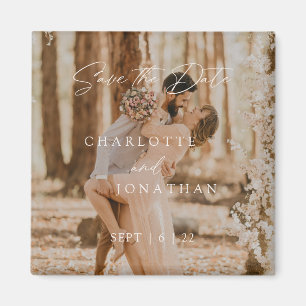 Boho Modern Simple Photo Wedding Save the Date Magneet