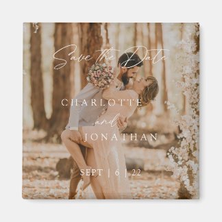 Boho Modern Simple Photo Wedding Save the Date Magneet
