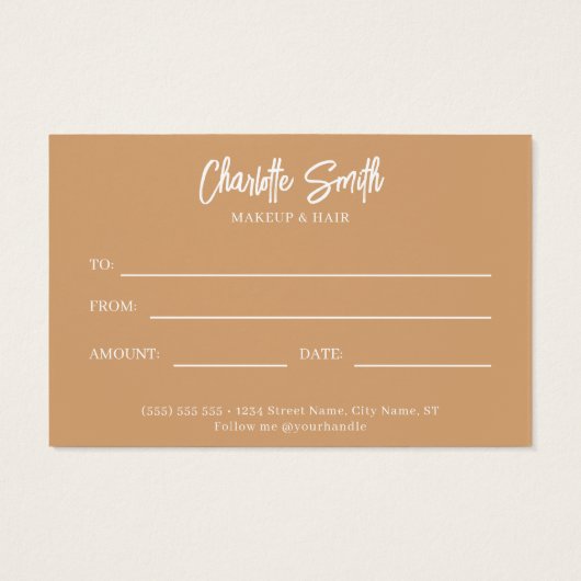 Boho Modern Small Business Cadeaucertificaat Visitekaartje (Achterkant)