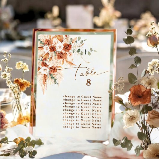 Boho Modern Terracotta Floral Table 8 Seating