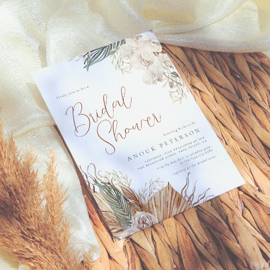 Boho Modern Terracotta Pampas Gras Bruidsdouche Kaart