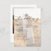 Boho Modern Vellum Overlay Photo QR Code Wedding  Kaart (Voorkant / Achterkant)