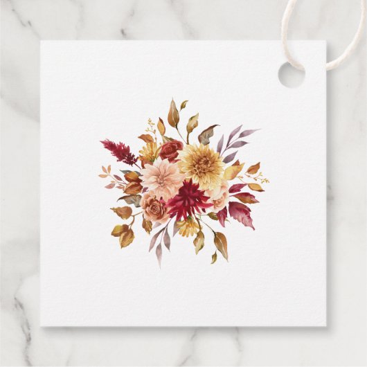 Boho Modern Verbrand Sinaasappel Terracotta Bloeme Bedankjes Labels (Achterkant)