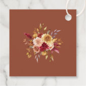 Boho Modern Verbrand Sinaasappel Terracotta Bloeme Bedankjes Labels (Achterkant)