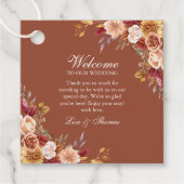 Boho Modern Verbrand Sinaasappel Terracotta Bloeme Bedankjes Labels (Voorkant)