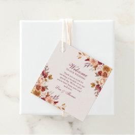 Boho Modern Verbrand Sinaasappel Terracotta Bloeme Bedankjes Labels