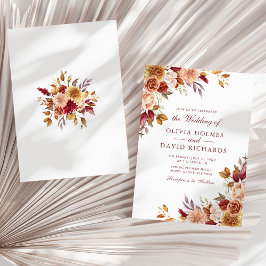 Boho Modern Verbrand Sinaasappel Terracotta Bloeme Kaart