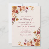 Boho Modern Verbrand Sinaasappel Terracotta Bloeme Kaart (Voorkant)