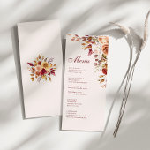 Boho Modern Verbrand Sinaasappel Terracotta Bloeme Menu