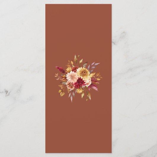 Boho Modern Verbrand Sinaasappel Terracotta Bloeme Menu (Achterkant)