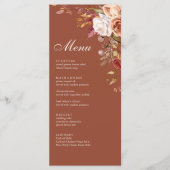 Boho Modern Verbrand Sinaasappel Terracotta Bloeme Menu (Voorkant)