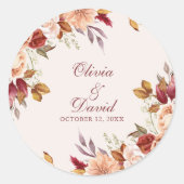 Boho Modern Verbrand Sinaasappel Terracotta Bloeme Ronde Sticker (Voorkant)