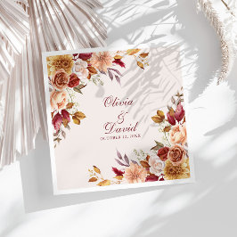 Boho Modern Verbrand Sinaasappel Terracotta Bloeme Servet