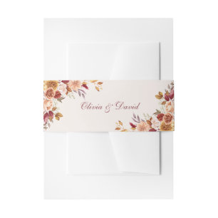 Boho Modern Verbrand Sinaasappel Terracotta Bloeme Uitnodigingen Wikkel